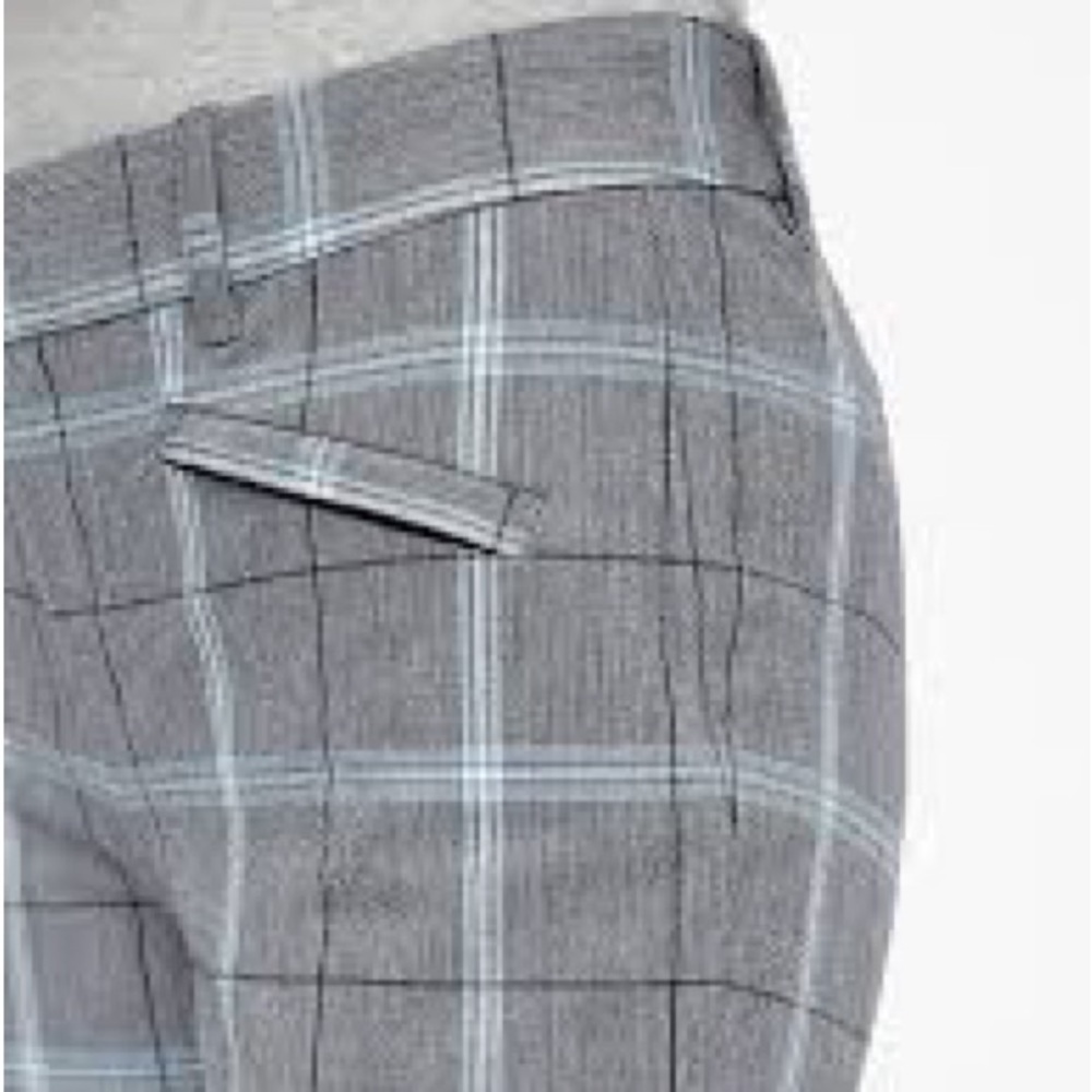 GAP Signature Skinny Ankle Pants Grey Blue Plaid Dress Pants Cigarette Size 10 - Picture 5 of 15